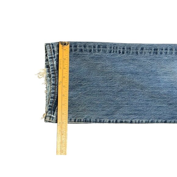 Levis 501 Original Fit Medium Wash Jeans W38 L32 Distressed Hem Hole and Dirty - Picture 6 of 13